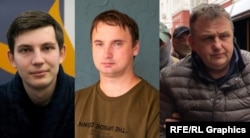 RFE/RL's jailed journalists (left to right): Ihar Losik, Andrey Kuznechyk, and Vladyslav Yesypenko