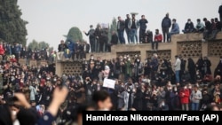 Farmers attend a massive protest demanding authorities open a dam to relieve drought-stricken areas of the central province of Isfahan in the the city of Isfahan in November.