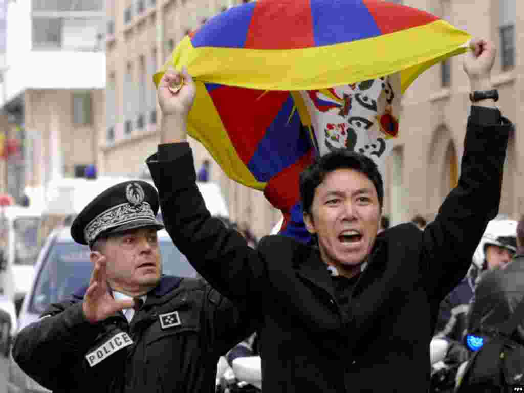 The Beijing torch relay attracted protests against China&#39;s rights record and for Tibetan independence, such as this protest in Paris in April 2008.