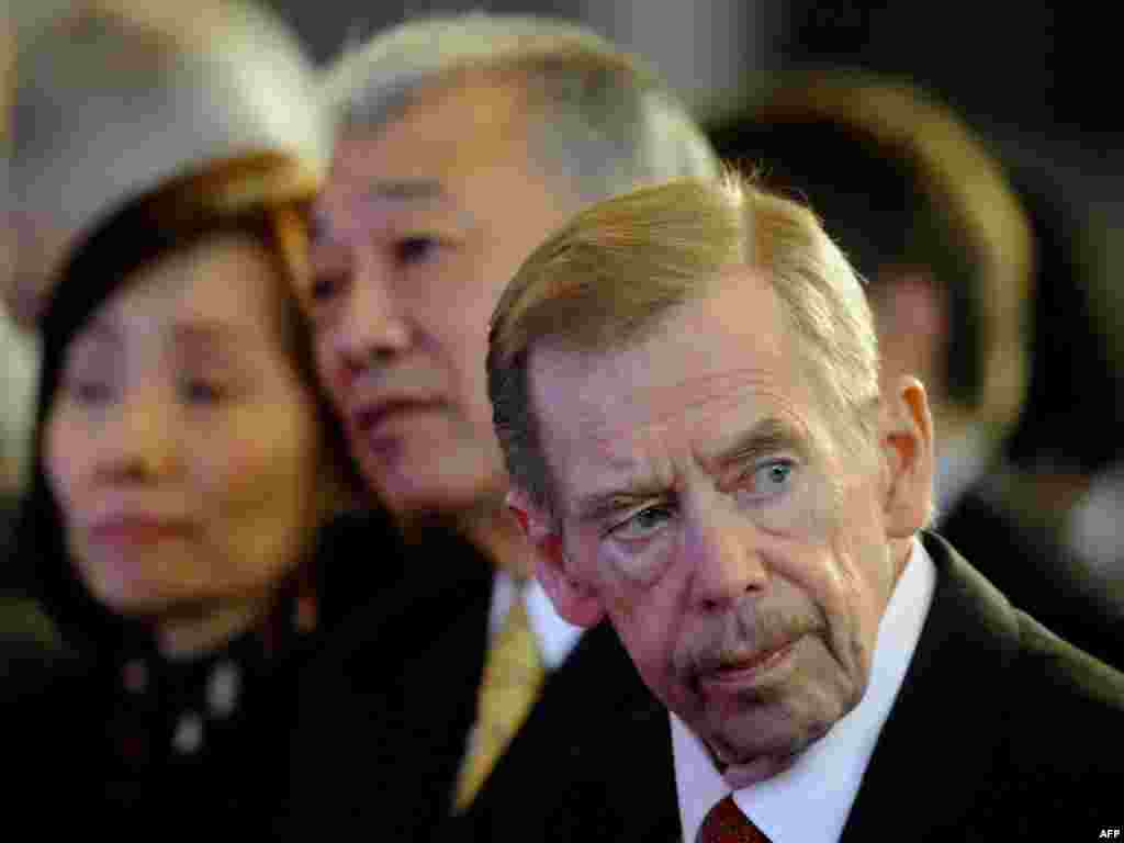 Vaclav Havel looks on at the 15th Forum 2000 Conference in Prague in October 2011.