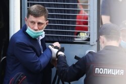 Khabarovsk Governer Sergei Furgal is brought to a court hearing in Moscow on July 10.