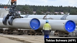 A Nord Stream 2 construction site in Lubmin, Germany, in March 2019.