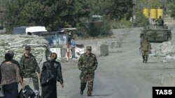 A Russian checkpoint at Georgian-South Ossetian border on October 9