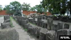 A file photo of a former memorial, which has since been moved from the center of Grozny by pro-Moscow authorities, to commemorate the deportations at the end of World War II