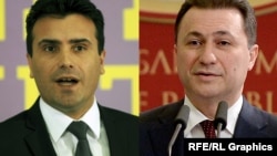 A composite photo of Macedonia's opposition Social Democratic Union leader Zoran Zaev (left) and former Prime Minister Nikola Gruevski