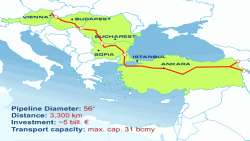 The Nabucco project would bring Middle East gas through Turkey to Europe.