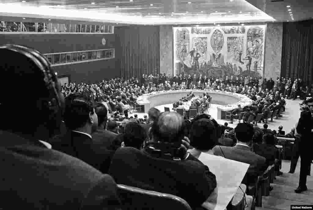 The UN Security Council meets in New York on October 23 to take up complaints by the United States, Cuba, and the Soviet Union.