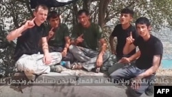 A screen grab from a video that purportedly shows the men who attacked foreign cyclists in Tajikistan.