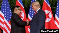 Russia ostensibly welcomed the recent summit between U.S. President Donald Trump (right) and North Korea leader Kim Jong Un (left).