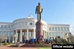 A memorial to former Uzbek President Islam Karimov