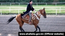 Turkmen President Gurbanguly Berdymukhammedov is closely associated with the country's Akhal-Teke horses. 