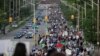 The procession culminated at a mosque about 7 kilometers away that caters to London's Muslim community of around 30,000 people.