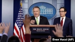 Secretary of State Mike Pompeo speaks to reporters during a news conference at the White House on January 10 in Washington.